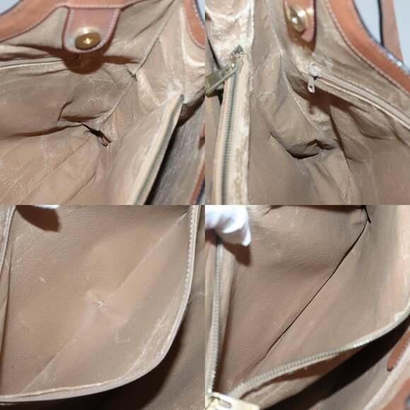 CELINE Macadam Canvas Tote Bag Pvc Leather Brown Gold - Picture 12 of 13